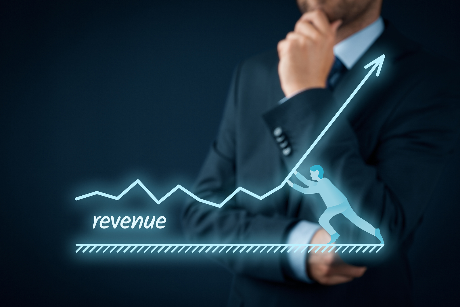 Increase revenue concept. Businessman accelerate revenue growth.